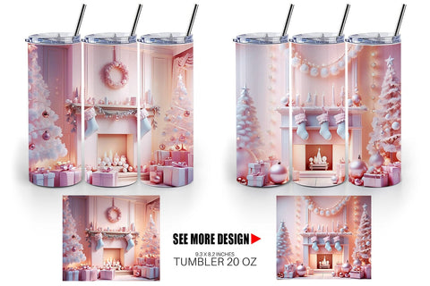 Tumbler Wrap Whimsical Christmas Scene Sublimation artnoy 