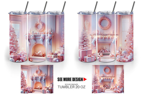 Tumbler Wrap Whimsical Christmas Scene Sublimation artnoy 