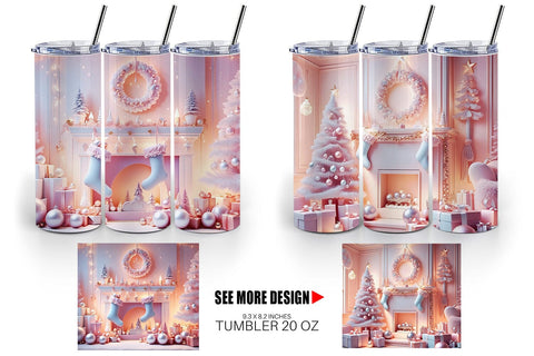 Tumbler Wrap Whimsical Christmas Scene Sublimation artnoy 