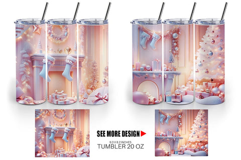 Tumbler Wrap Whimsical Christmas Scene Sublimation artnoy 