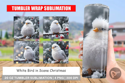 Tumbler Wrap White Bird Christmas Sublimation artnoy 
