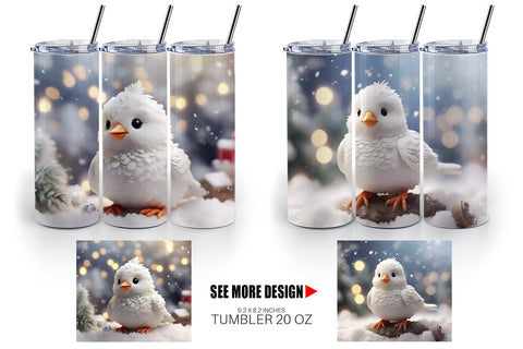 Tumbler Wrap White Bird Christmas Sublimation artnoy 
