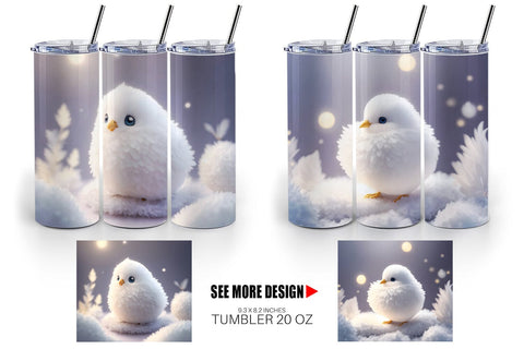 Tumbler Wrap White Bird Christmas Sublimation artnoy 