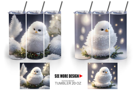 Tumbler Wrap White Bird Christmas Sublimation artnoy 