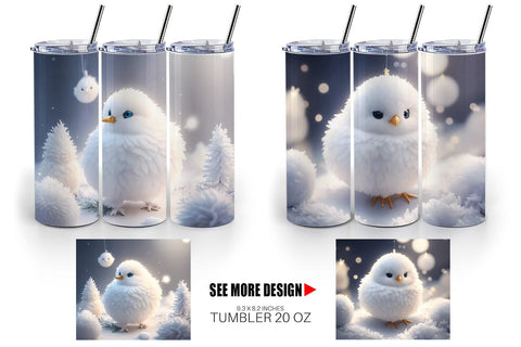 Tumbler Wrap White Bird Christmas Sublimation artnoy 