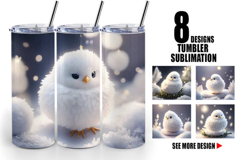 Tumbler Wrap White Bird Christmas Sublimation artnoy 