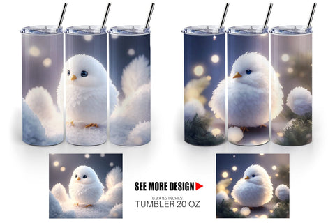 Tumbler Wrap White Bird Christmas Sublimation artnoy 