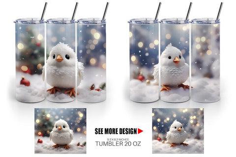 Tumbler Wrap White Bird Christmas Sublimation artnoy 