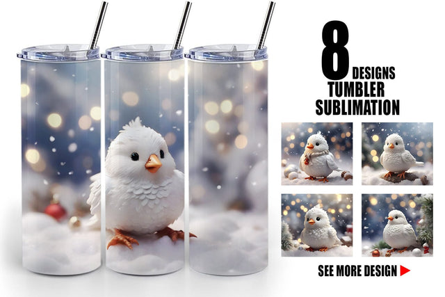 Tumbler Wrap White Bird Christmas Sublimation artnoy 