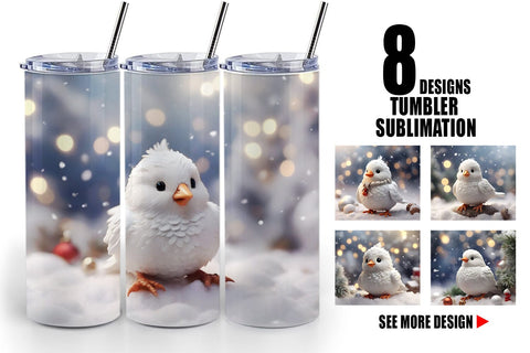 Tumbler Wrap White Bird Christmas Sublimation artnoy 