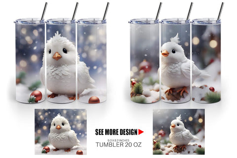 Tumbler Wrap White Bird Christmas Sublimation artnoy 