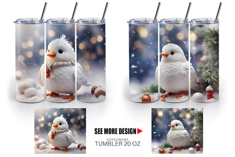 Tumbler Wrap White Bird Christmas Sublimation artnoy 