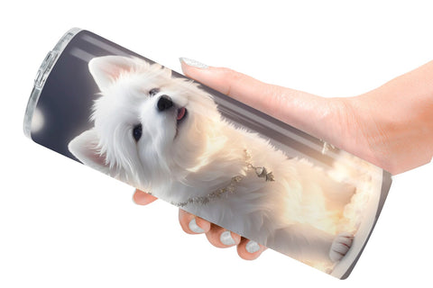 Tumbler Wrap White Dog Scene Christmas Sublimation artnoy 