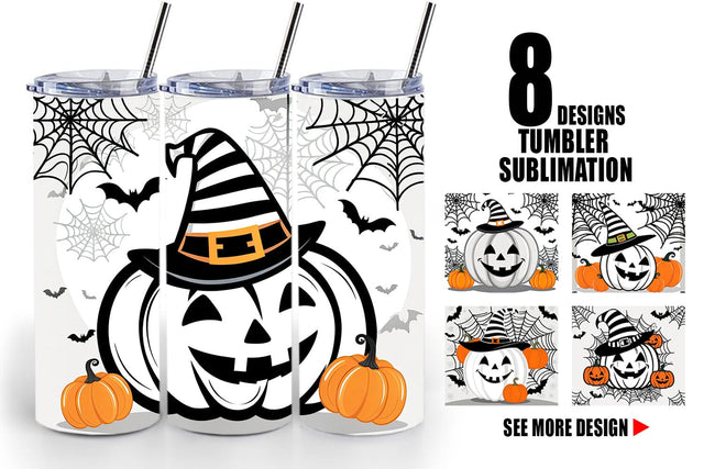 Tumbler Wrap White Pumpkin Sublimation artnoy 