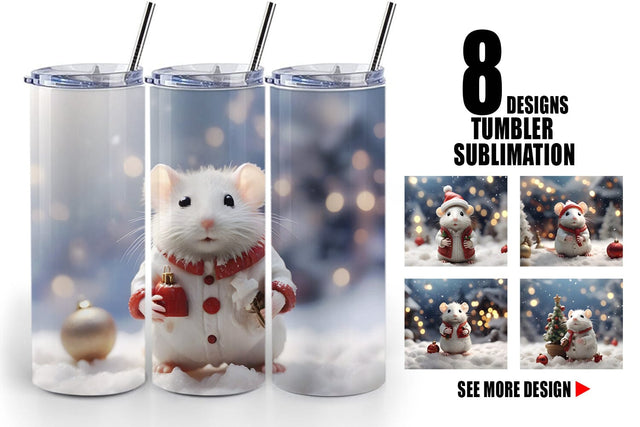 Tumbler Wrap White Rat Christmas Sublimation artnoy 
