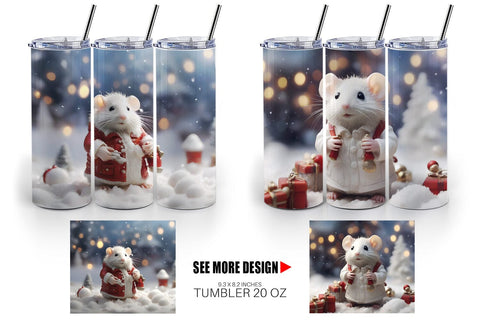 Tumbler Wrap White Rat Christmas Sublimation artnoy 