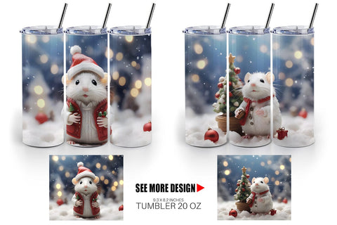 Tumbler Wrap White Rat Christmas Sublimation artnoy 