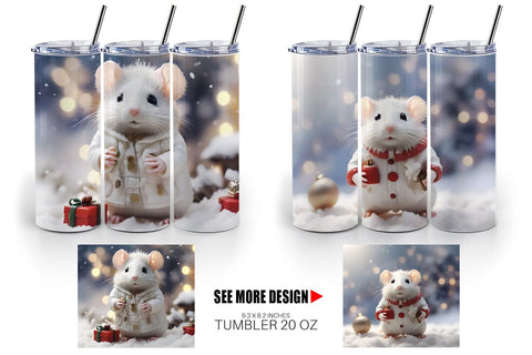 Tumbler Wrap White Rat Christmas Sublimation artnoy 