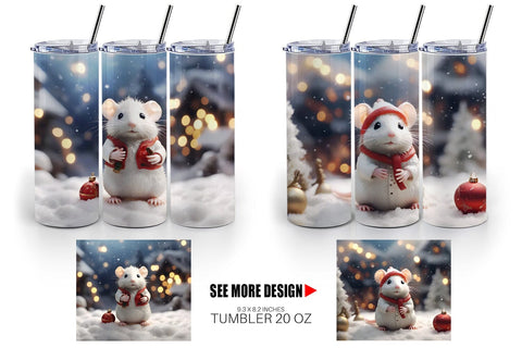 Tumbler Wrap White Rat Christmas Sublimation artnoy 