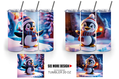 Tumbler Wrap Winter Penguin Sublimation artnoy 