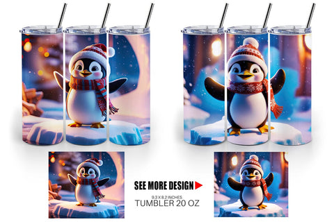 Tumbler Wrap Winter Penguin Sublimation artnoy 