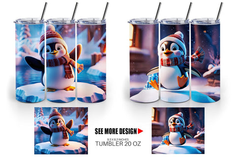 Tumbler Wrap Winter Penguin Sublimation artnoy 