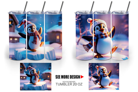 Tumbler Wrap Winter Penguin Sublimation artnoy 