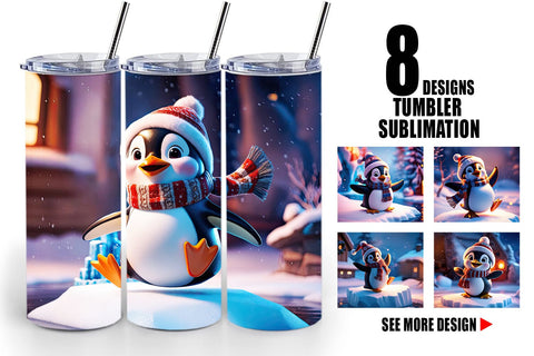 Tumbler Wrap Winter Penguin Sublimation artnoy 