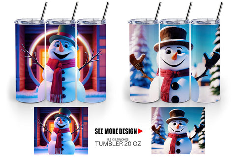 Tumbler Wrap Winter Snowman Sublimation artnoy 