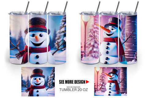 Tumbler Wrap Winter Snowman Sublimation artnoy 