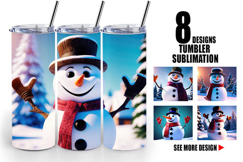 Tumbler Wrap Winter Snowman Sublimation artnoy 