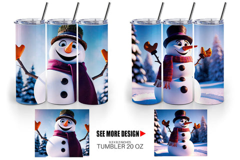 Tumbler Wrap Winter Snowman Sublimation artnoy 