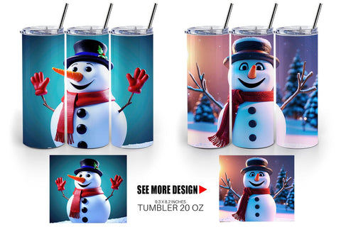 Tumbler Wrap Winter Snowman Sublimation artnoy 