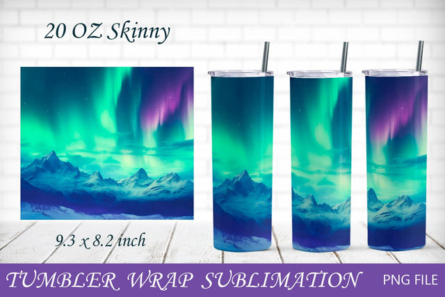 Tumbler wrap with northern lights, Nature design 20 oz wrap, Night sky Sublimation AnastasiyaArtDesign 