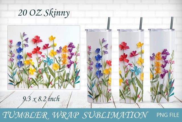 Tumbler wrap with wildflower, Floral 20 oz skinny sublimation Sublimation AnastasiyaArtDesign 
