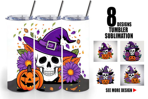 Tumbler Wrap Wizard Hat Skull Sublimation artnoy 