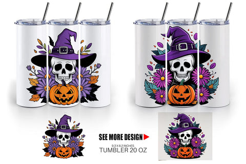 Tumbler Wrap Wizard Hat Skull Sublimation artnoy 