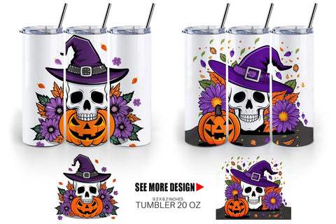 Tumbler Wrap Wizard Hat Skull Sublimation artnoy 