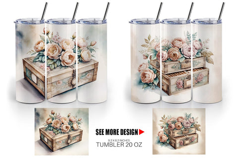 Tumbler Wrap Wooden Cigar Box Sublimation artnoy 