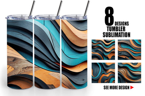 Tumbler Wrap Wooden Waves Sublimation artnoy 