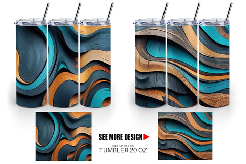 Tumbler Wrap Wooden Waves Sublimation artnoy 