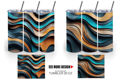 Tumbler Wrap Wooden Waves Sublimation artnoy 