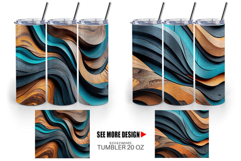 Tumbler Wrap Wooden Waves Sublimation artnoy 