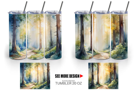 Tumbler Wrap Woodland Watercolor Sublimation artnoy 