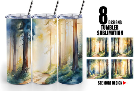 Tumbler Wrap Woodland Watercolor Sublimation artnoy 