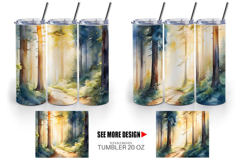 Tumbler Wrap Woodland Watercolor Sublimation artnoy 