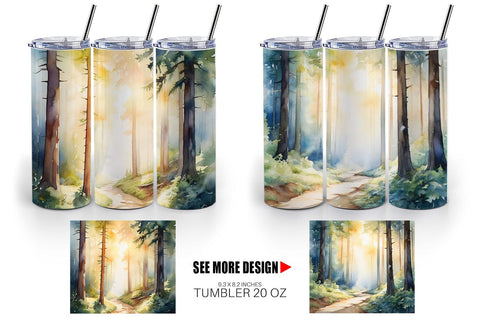 Tumbler Wrap Woodland Watercolor Sublimation artnoy 