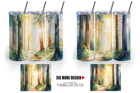 Tumbler Wrap Woodland Watercolor Sublimation artnoy 