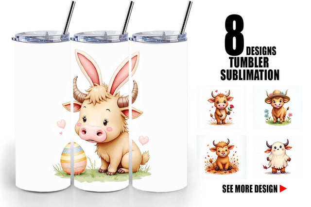Tumbler Year-Round UglyCute Highland Cow Seasonal Watercolor Sublimation artnoy 