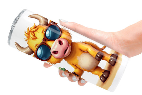 Tumbler Year-Round UglyCute Highland Cow Seasonal Watercolor Sublimation artnoy 